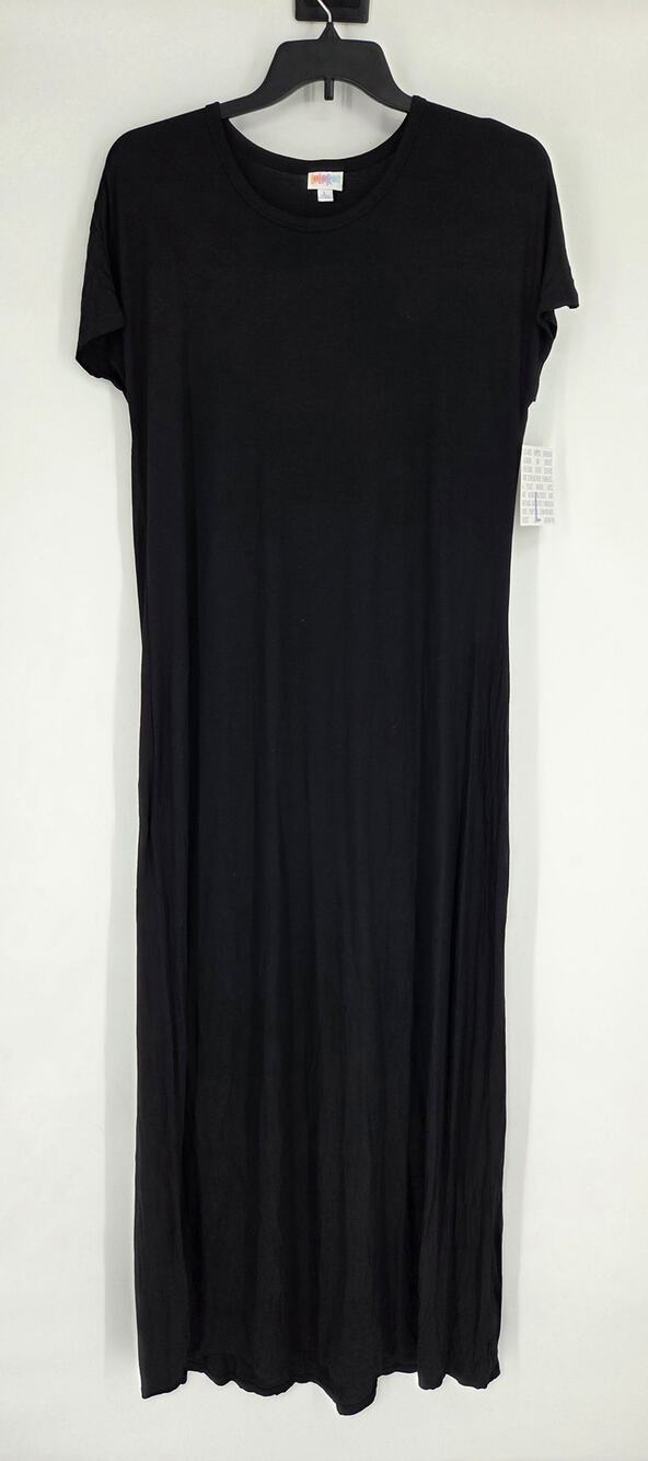 LuLaRoe Maria Solid Black Summer Maxi Long Dress NEW Size Large